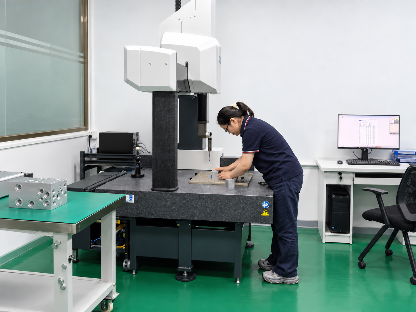 Operator and CMM in the Zhongwei inspection area.